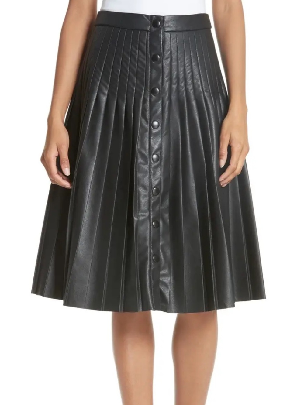 Rebecca Taylor pleated vegan leather skirt size 2